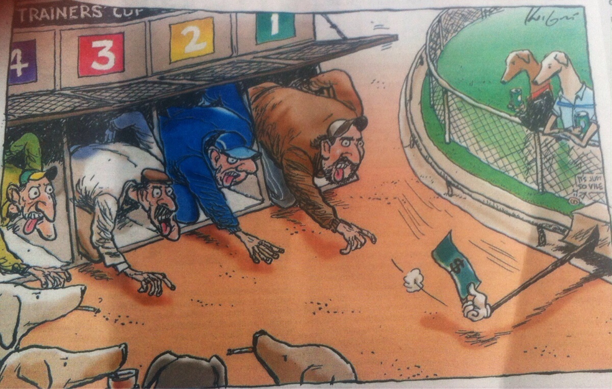 Találó karikatúra az agárversenyekről