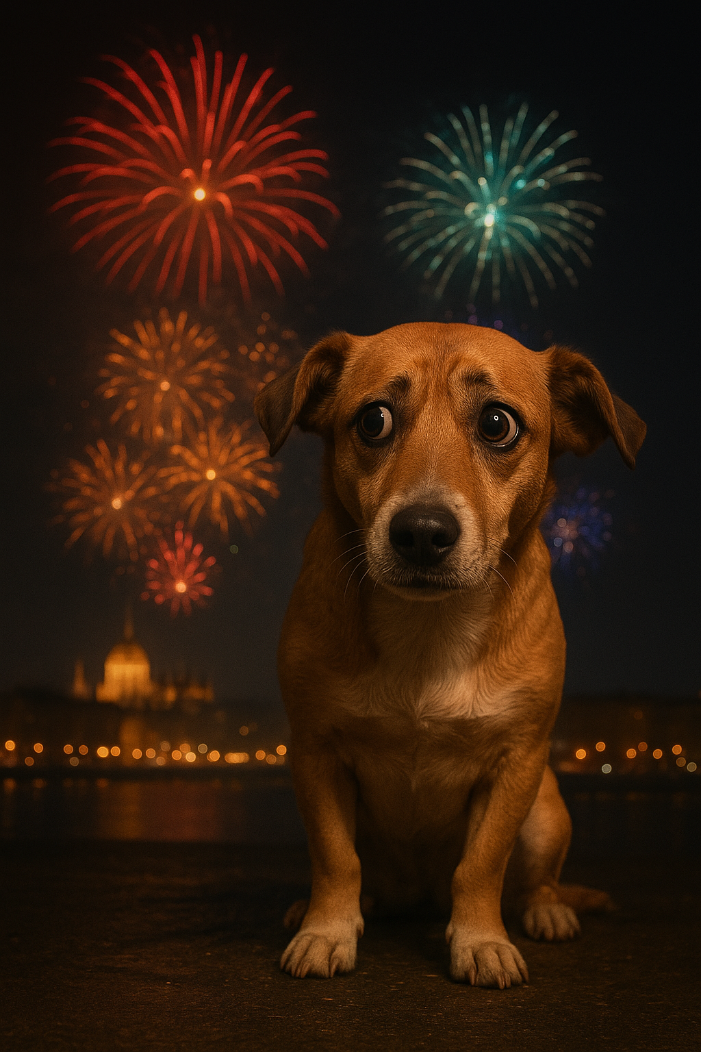 Tűzijátéktól megriadt félős kutya Budapesten