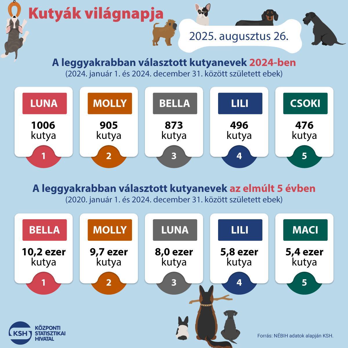 KSH infografika a kutyanevekről Magyarországon KSH infografika a kutyanevekről Magyarországon