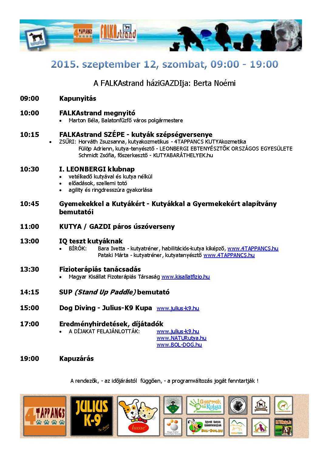 FALKAsrand 2015 részletes programja