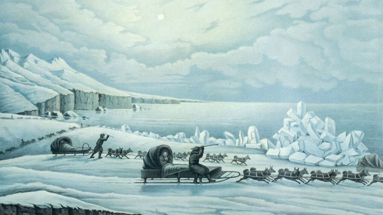 Utazás kutyaszánon Szibériában - Illusztráció 1856-ból