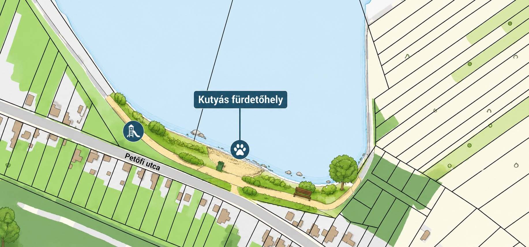 Gyékényesi kutyabarát fürdetőhely elhelyezkedése