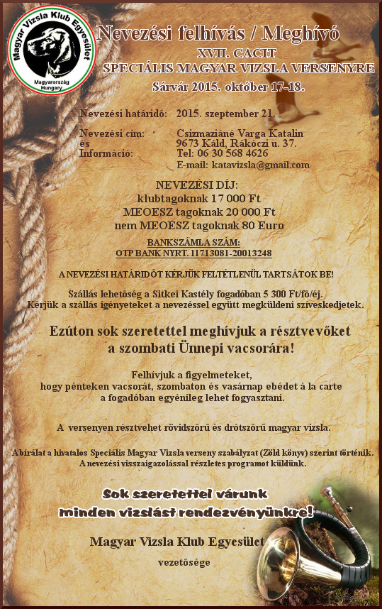Magyar vizsla cacit spec
