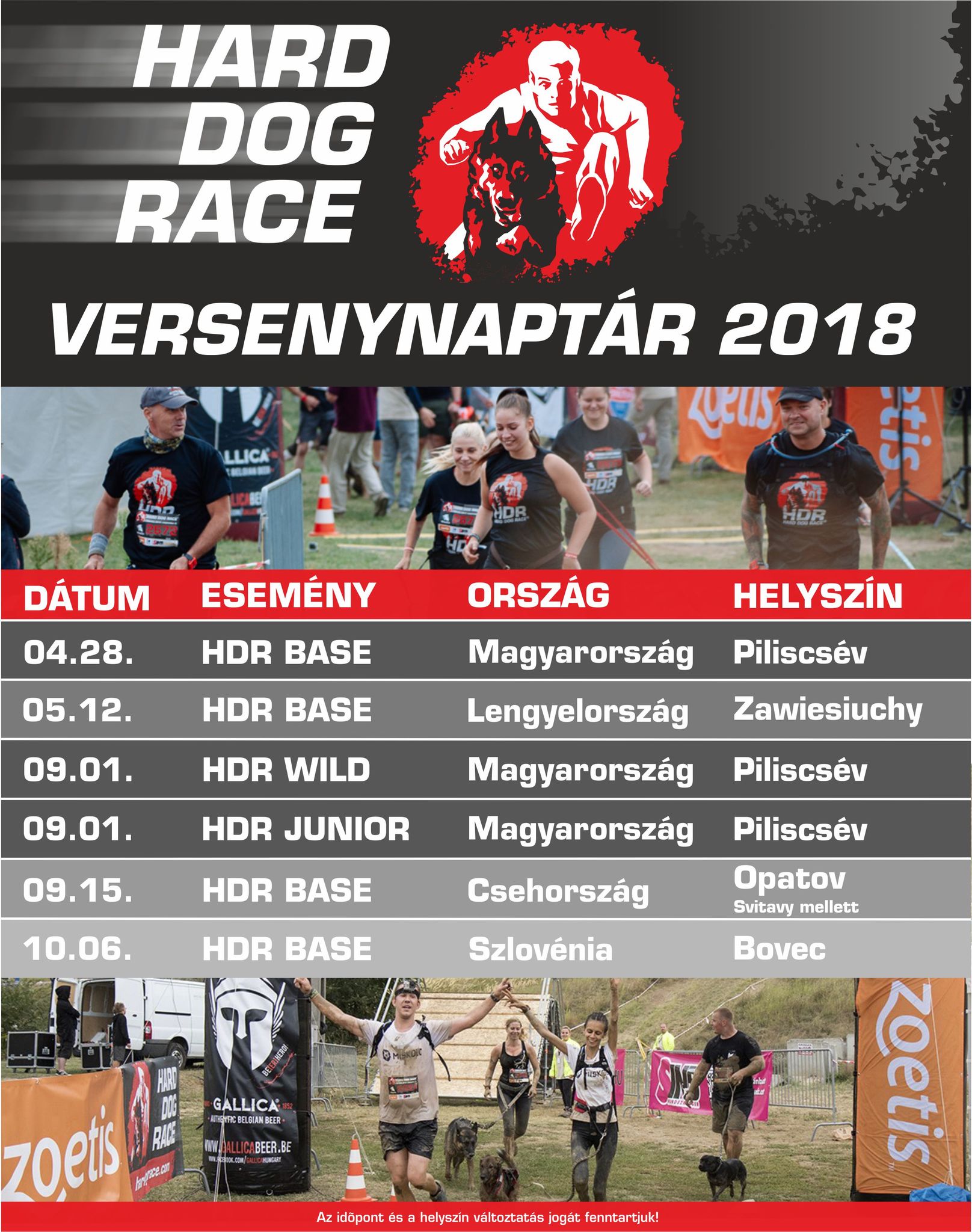 Hard Dog Race Base 2018 versenynaptár