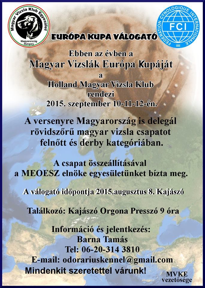 Magyar Vizslák Európa Kupája 2015