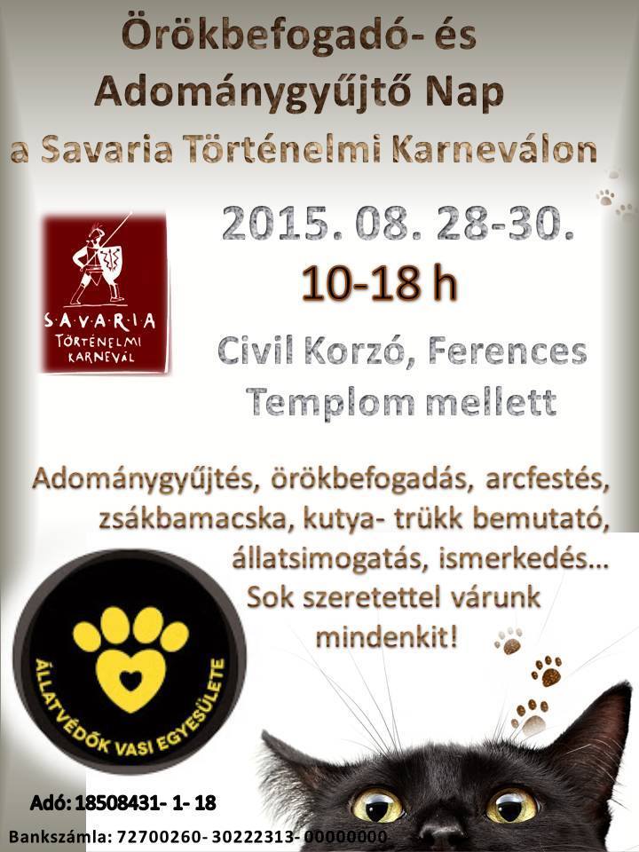 Örökbefogadó és adománygyűjtő nap a Savaria Történelmi Karneválon