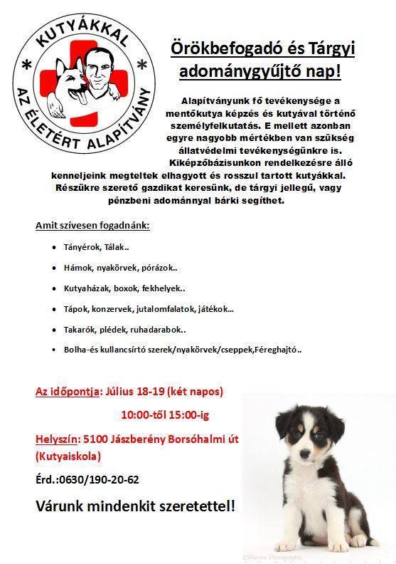 Örökbefogadó és tárgyi adománygyűjtő nap
