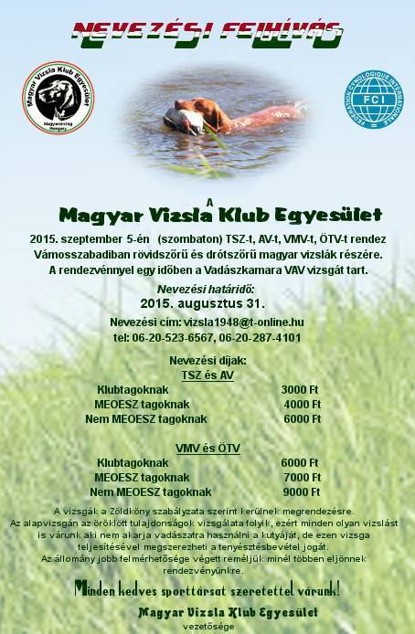 Magyar Vizsla Klub rendezvénye 2015