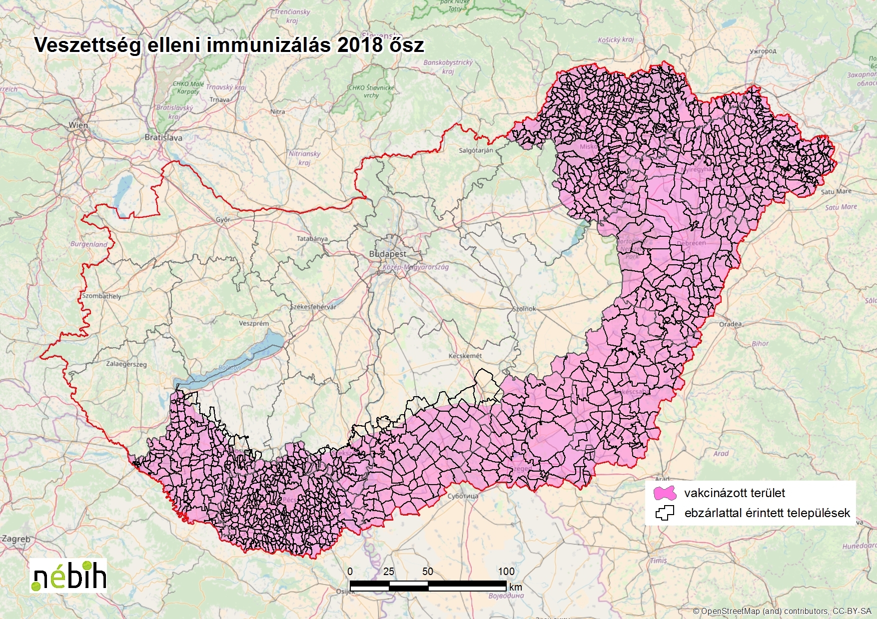 Ebzárlat 2018 őszén - térkép