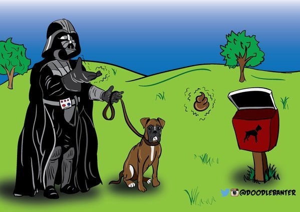 Darth Vader kutyasétáltatás közben