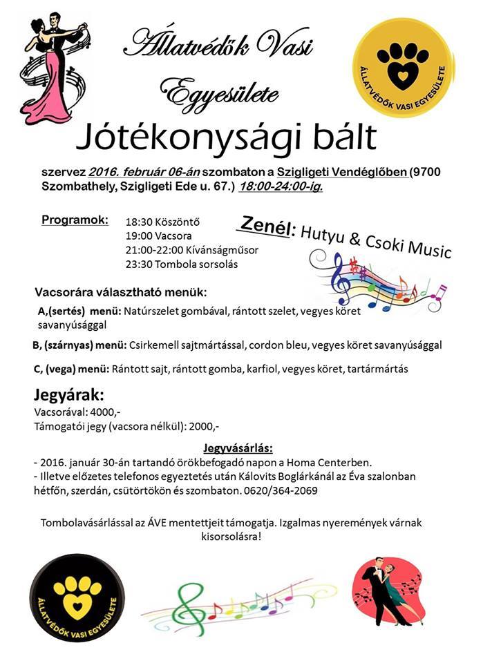 Jótékonysági Bál az Állatvédők Vasi Egyesületével